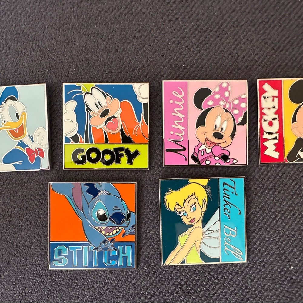 Disney Character Enamel Pins Set